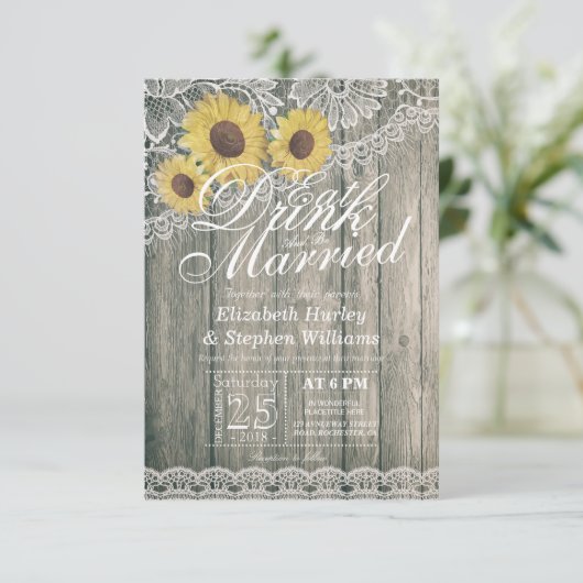 Elegant EAT-Drink en huwelijkshuwelijk Kaart (Staand voorkant)