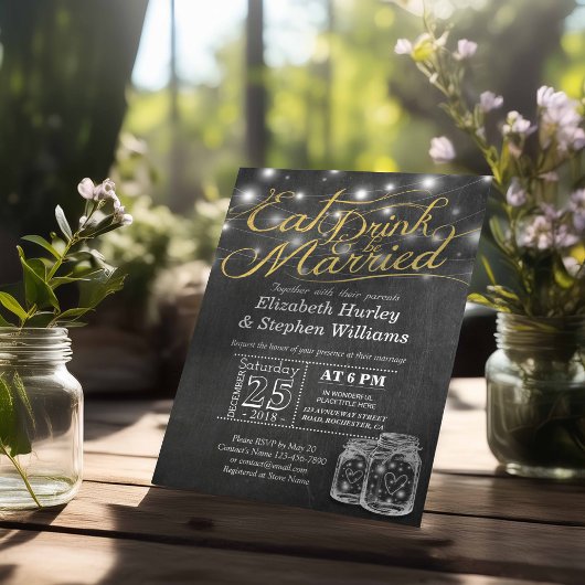 Elegant EAT-Drink en huwelijkshuwelijk Kaart