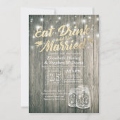 Elegant EAT-Drink en huwelijkshuwelijk Kaart (Voorkant)