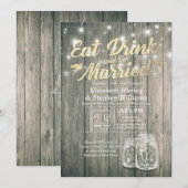 Elegant EAT-Drink en huwelijkshuwelijk Kaart (Voorkant / Achterkant)