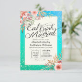 Elegant EAT-Drink en huwelijkshuwelijk Kaart (Staand voorkant)