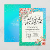 Elegant EAT-Drink en huwelijkshuwelijk Kaart (Voorkant / Achterkant)