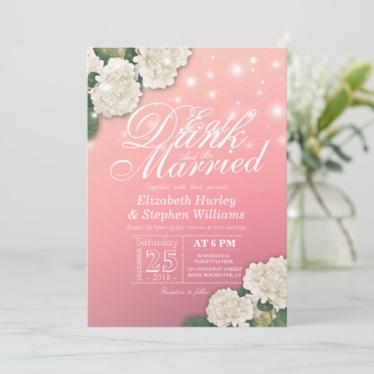 Elegant EAT-Drink en huwelijkshuwelijk Kaart (Staand voorkant)