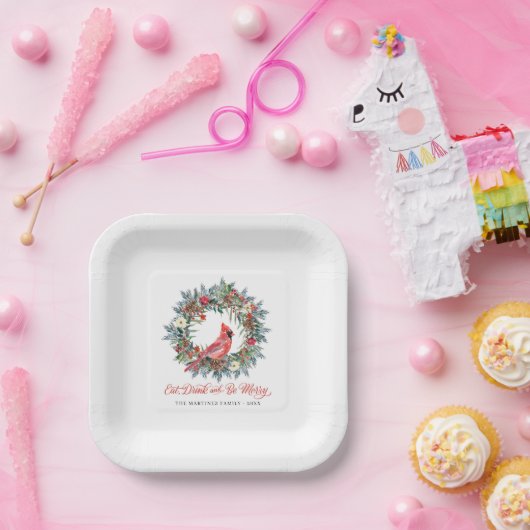 Elegant Eat Drink en prettige kerstfeest Papieren Bordje (Feest)