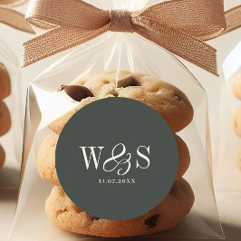 Elegant ebony initial wedding couples ronde sticker