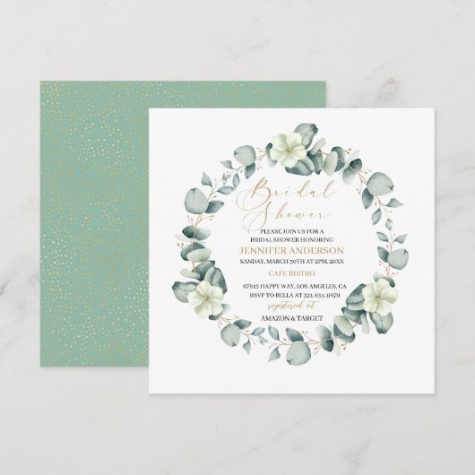 Elegant Ecalyptus Floral Bridal Shower Kaart (Voorkant / Achterkant)