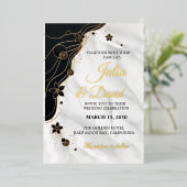 Elegant echt goud delicate kalligrafie bruiloft folie uitnodiging (Staand Voorkant)