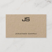 Elegant Echt Kraft Papier Modern Monogrammed Visitekaartje (Voorkant)