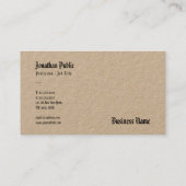 Elegant Echt Kraft Papier Nostalgische Sjabloon Br Visitekaartje (Achterkant)