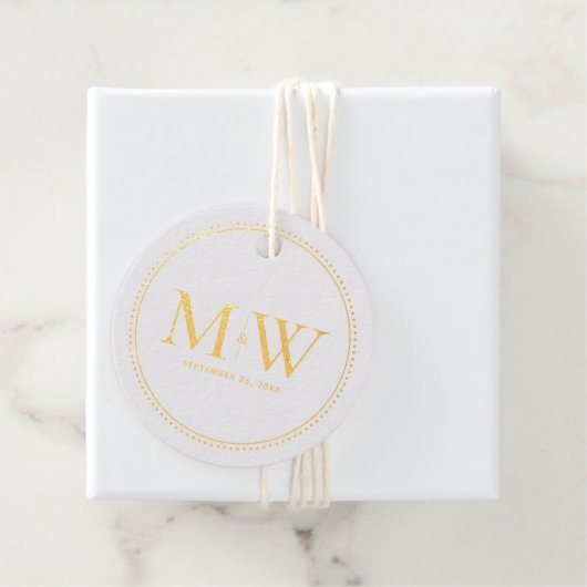 Elegant echtpaar Monogram bruiloft Bedankjes Labels (Met doos)