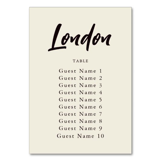 Elegant Ecru - Aangepaste tabelnaam Zitwerk Kaart (Voorkant)