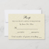 Elegant Ecru Kant Eenvoudige Bruiloft RSVP Kaartje (Voorkant)