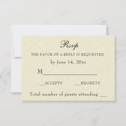 Elegant Ecru Kant Eenvoudige Bruiloft RSVP Kaartje (Voorkant)