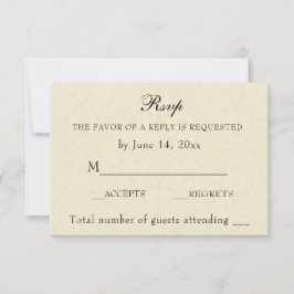 Elegant Ecru Kant Eenvoudige Bruiloft RSVP Kaartje