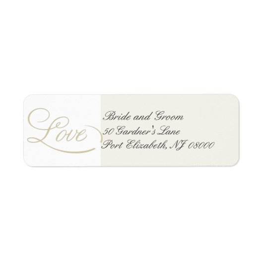 Elegant Ecru LOVE Return Address Labels (Voorkant)