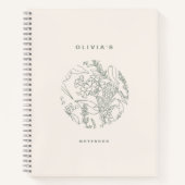 Elegant Ecru Sage Green Flowers Herbs Spiral Notitieboek (Voorkant)