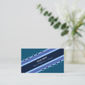 Elegant edelblauw gestreept visitekaartje (Staand voorkant)