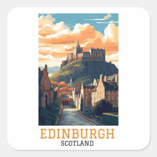Elegant Edinburgh Schotland Kasteel Vintage Reis Vierkante Sticker