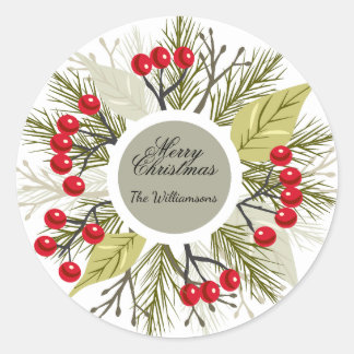 Elegant Editable Christmas Circle Sticker