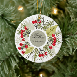 Elegant Editable Christmas/Holiday Keramisch Ornament