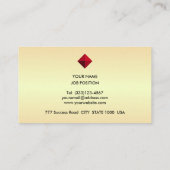Elegant Editable Diamond Logo op Golden Shades Visitekaartje (Achterkant)