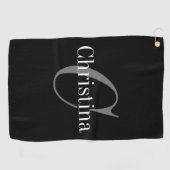 Elegant Editable Name en Initiaal Golf Towel Golfhanddoek (Horizontaal)