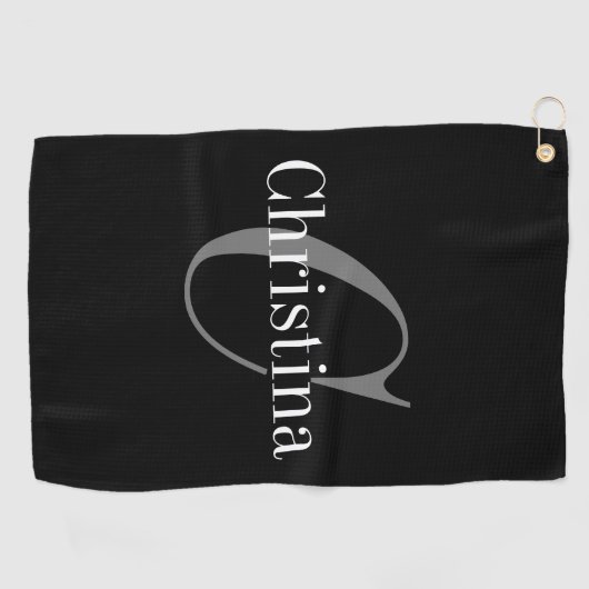 Elegant Editable Name en Initiaal Golf Towel Golfhanddoek (Horizontaal)
