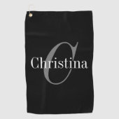 Elegant Editable Name en Initiaal Golf Towel Golfhanddoek (Voorkant)