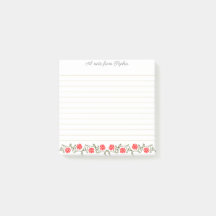 Elegant Editable Red Gold Floral Lined Stickies