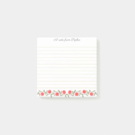 Elegant Editable Red Gold Floral Lined Stickies Post-it® Notes