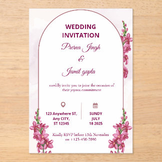 Elegant Editable Wedding Invitation | Modern Flora Acryl Uitnodigingen