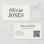 Elegant Editorial Minimalist White QR Code Visitekaartje (Voorkant / Achterkant)