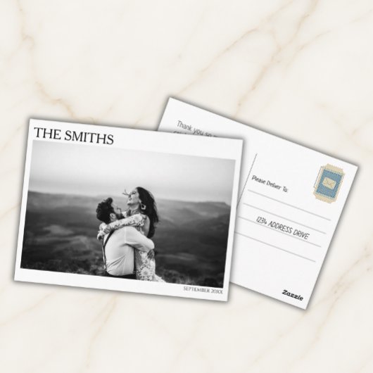 Elegant Editorial Wedding Photo Thank You Briefkaart