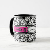 Elegant Edwardian Damask voegt Jouw naam toe Mok (Voorkant links)