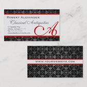 Elegant Edwardian Gentleman's Damask Visitekaartje (Voorkant / Achterkant)