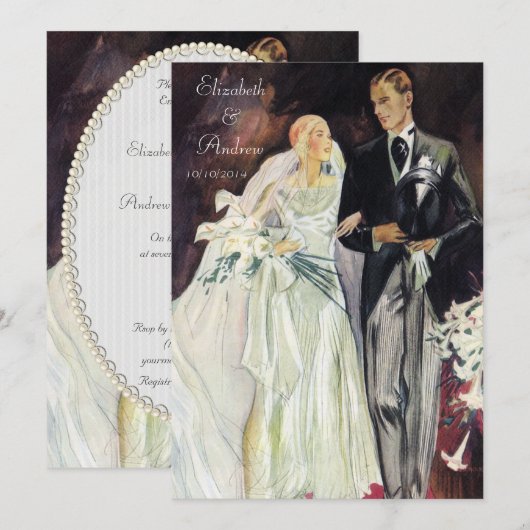 Elegant Edwardian Verloving Kaart (Voorkant / Achterkant)