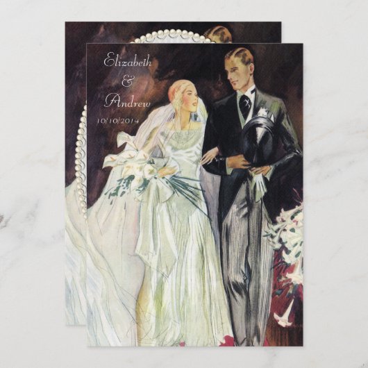 Elegant Edwardian Wedding Kaart (Voorkant / Achterkant)