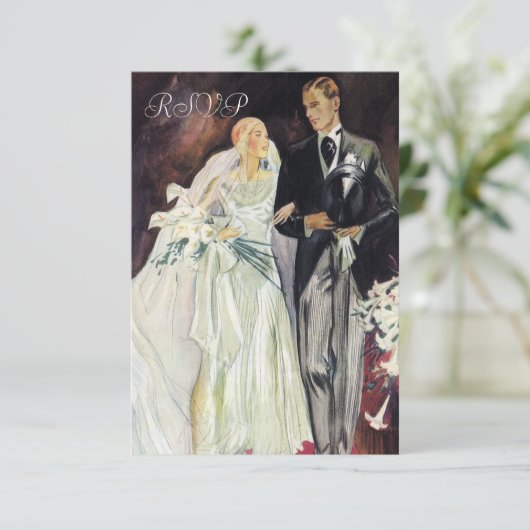 Elegant Edwardian Wedding Rsvp (Staand voorkant)
