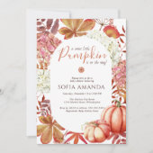 Elegant een beetje pompoen herfst bladeren Baby sh Kaart (Voorkant)