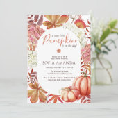 Elegant een beetje pompoen herfst bladeren Baby sh Kaart (Staand voorkant)