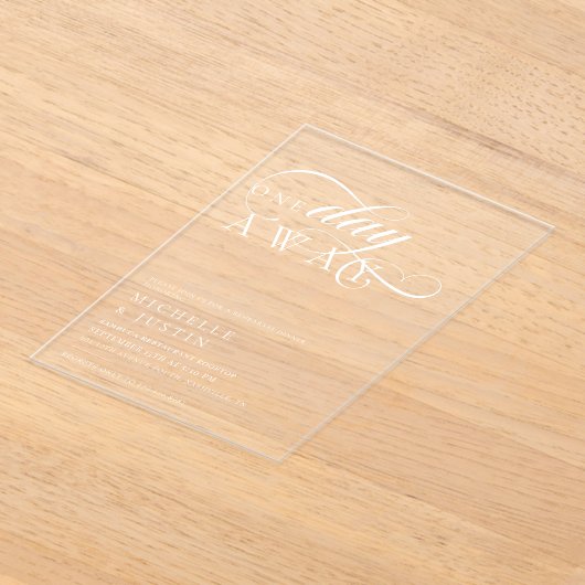 Elegant een dag weg bruiloft repetitie diner acryl uitnodigingen (Laagn)