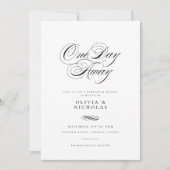 Elegant een dag weg bruiloft repetitie diner kaart (Voorkant)