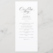 Elegant een dag weg bruiloft repetitie diner menu (Voorkant)