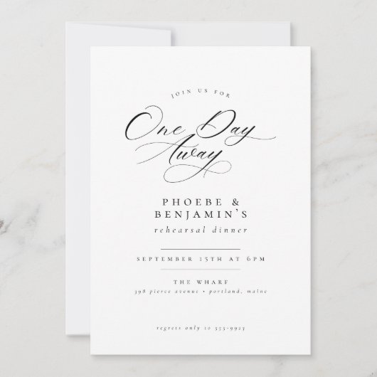 Elegant een dag weg repetitie diner uitnodiging (Voorkant)