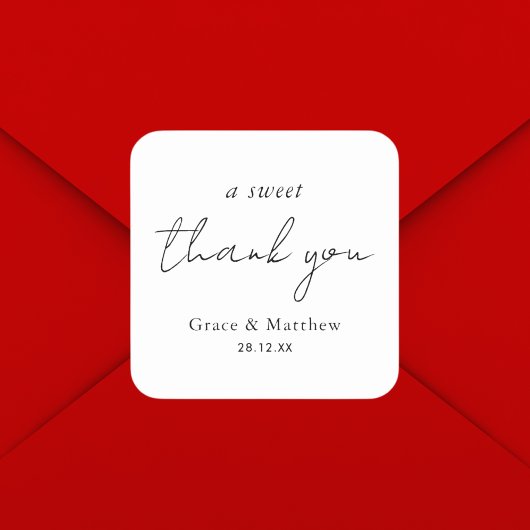 Elegant: een fijn dank je voor je huwelijk vierkante sticker