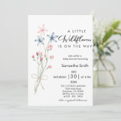 Elegant een kleine wilde bloem meisje Baby shower Kaart (Staand voorkant)