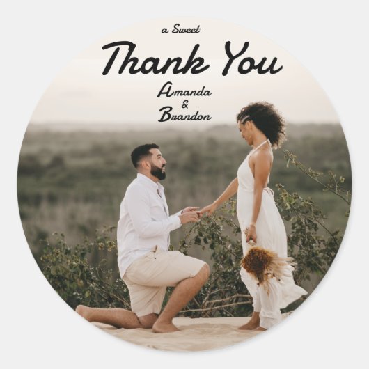 Elegant Een Lief Dank U Ronde Sticker (Voorkant)