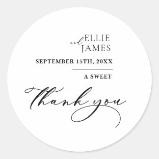 Elegant Een Lief Dank u Trouwgunst Classic Ronde Sticker