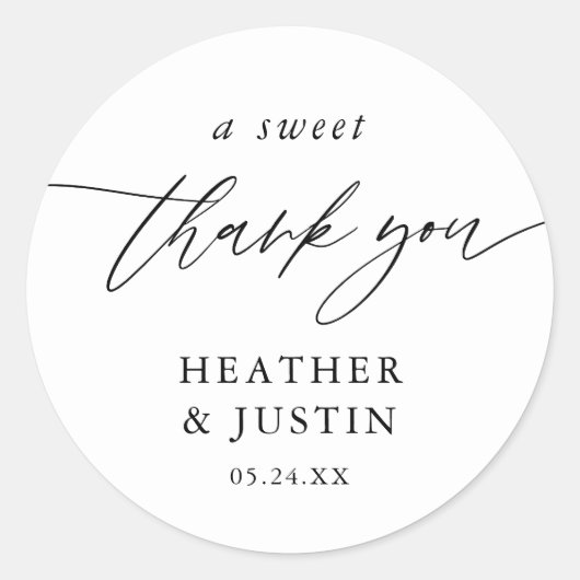 Elegant Een Zoete Dank Je Wel Trouwcadeau Ronde Sticker (Voorkant)