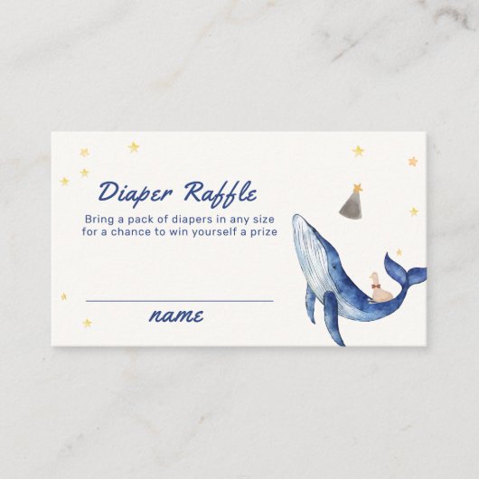 Elegant Eend Sterren Walvis Luier Raffle Baby show Informatiekaartje (Voorkant)